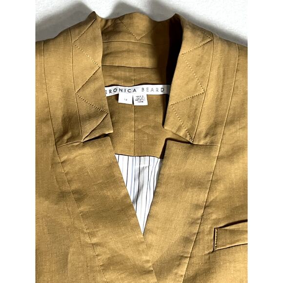 Veronica Beard Womens Amika Vest Sz 14 Camel Linen Corpcore Office Siren - Picture 2 of 13